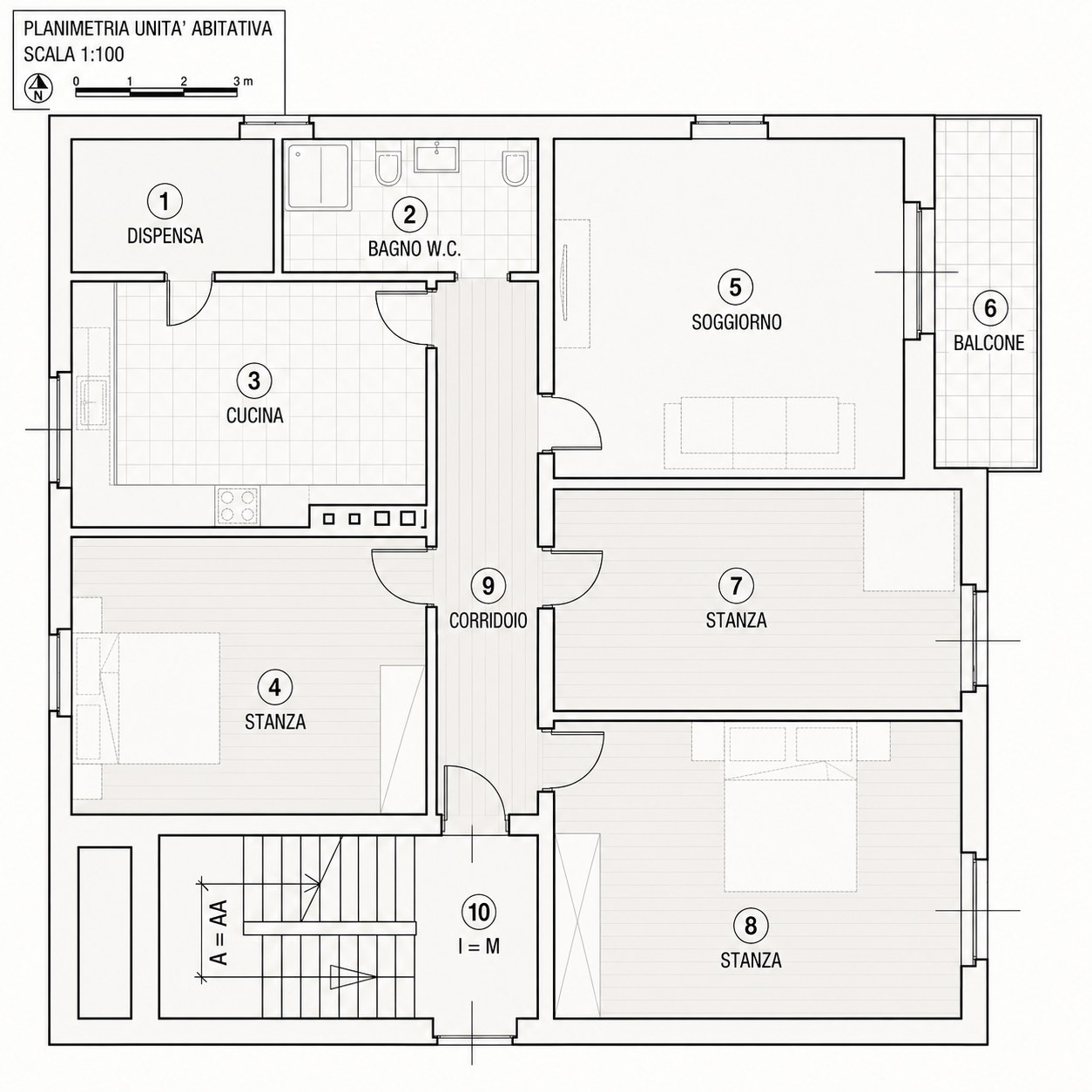 Interactive apartment floor plan with clickable rooms